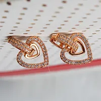 AD Beautiful Rose Gold Modern Heart Bali Earring For Girls And Woman-thumb1