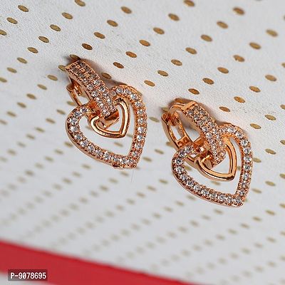 AD Beautiful Rose Gold Modern Heart Bali Earring For Girls And Woman-thumb3