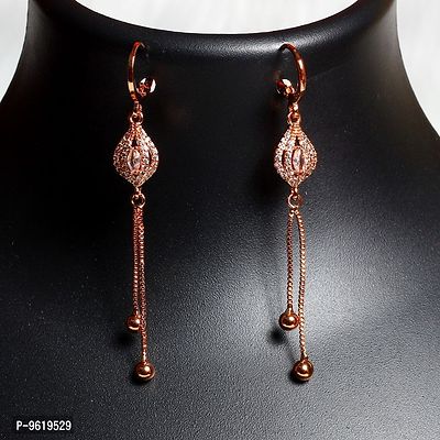 AD Beautiful Oval Rose Gold Bali Earring For Girls And Woman