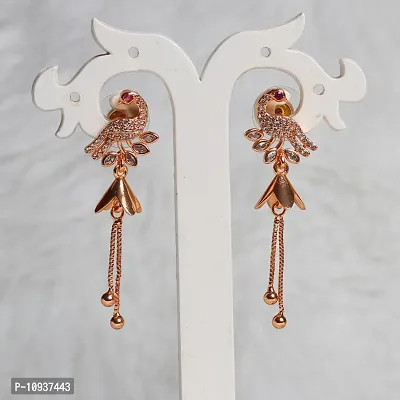 AD Beautiful Rose Gold Peacock Tops Earring For Girls And Woman-thumb0