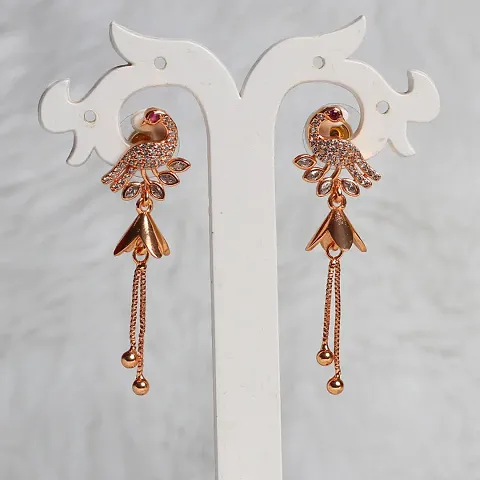 Fashionable Golden Alloy American Diamond Hoop Earrings