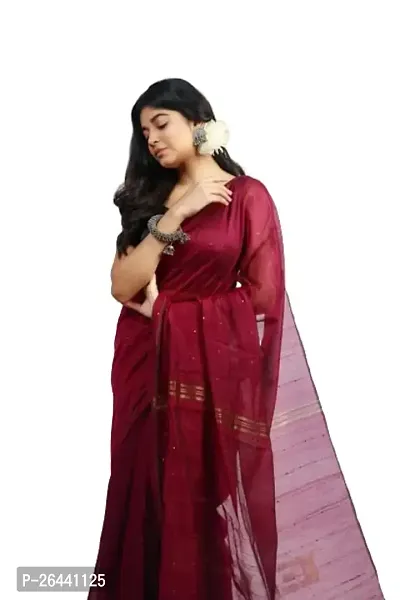 Stylish Cotton Saree with Blouse piece For Women-thumb0