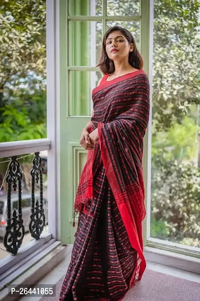 Stylish Cotton Saree with Blouse piece For Women-thumb2