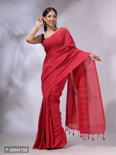 Stylish Cotton Saree with Blouse piece For Women-thumb2