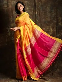 Stylish Cotton Saree with Blouse piece For Women-thumb2