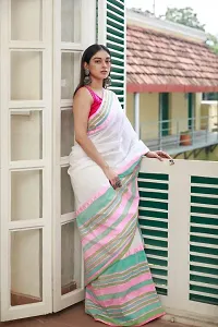 Stylish Cotton Saree with Blouse piece For Women-thumb1