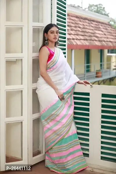 Stylish Cotton Saree with Blouse piece For Women-thumb2