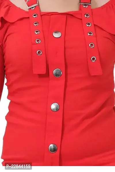 Belt design top for girls/red color top-thumb3