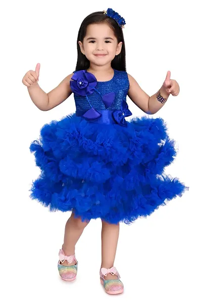 colour stylish unique party dress forkids girls/ midi dress for girls