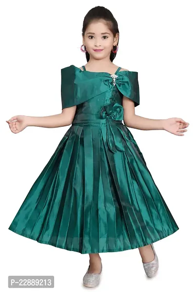 girls gown/girls frock dress /green colour full maxi