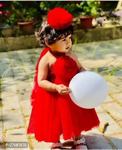 Party Dress for Girls/Red Color Frock for Kids-thumb0