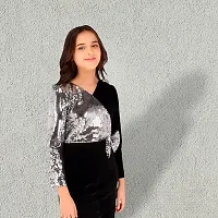 Trendy Silver Black Party Top Dress For Girls-thumb2