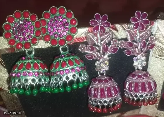 Multicoloured Alloy Beads Jhumkas Earrings For Women Pack of 2