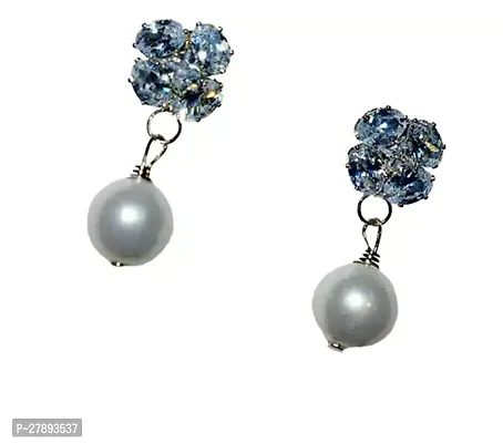 Silver Synthetic Crystal Studs Earrings For Women