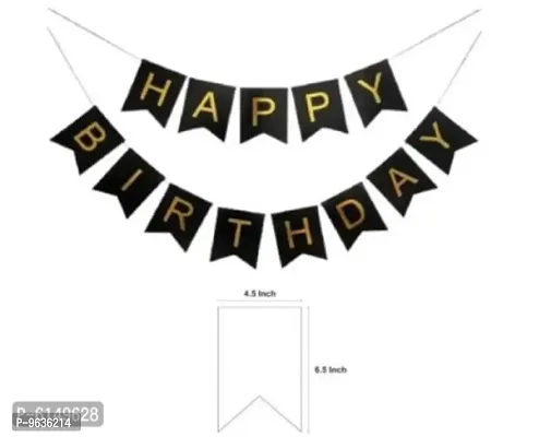 Black Happy Birthday Paper Card Banner with Letters written in golden colours on this-thumb0