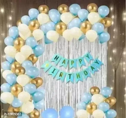 Happy Birthday Blue Banner, Fringe Curtain Foil with HD Metallic Ballo Ballo-thumb0