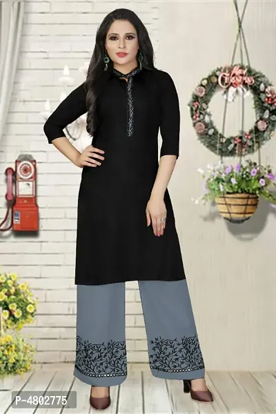 Rayon Kurta with Palazzo Set For Women's and Girl's-thumb0