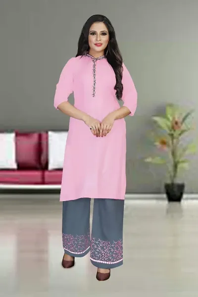 Womens Rayon Kurta With Palazzo Set