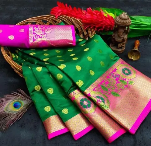 Must Have Art Silk Saree with Blouse piece 