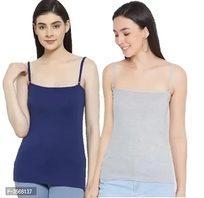 Solid  Camisole Vest Top Inner Wear Camis with Adjustable Detachable Strap Combo-thumb0