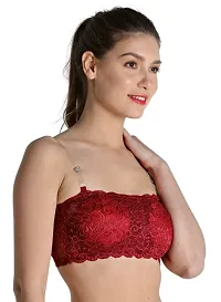 Womens Lace Tube Strapless  Free Transparent Detachable Strap, Lightly Padded Bra Padded Bra  (Size Free 28B to 34B)eau bra-thumb3