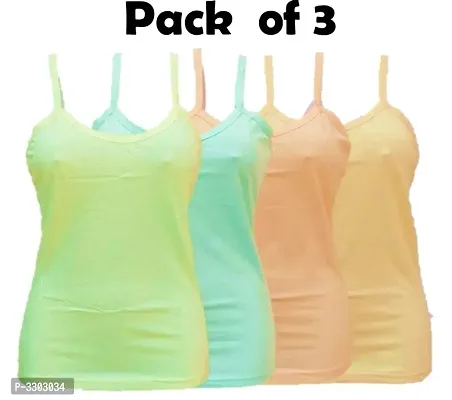 Multicoloured Cotton Regular Camisole - Pack Of 3