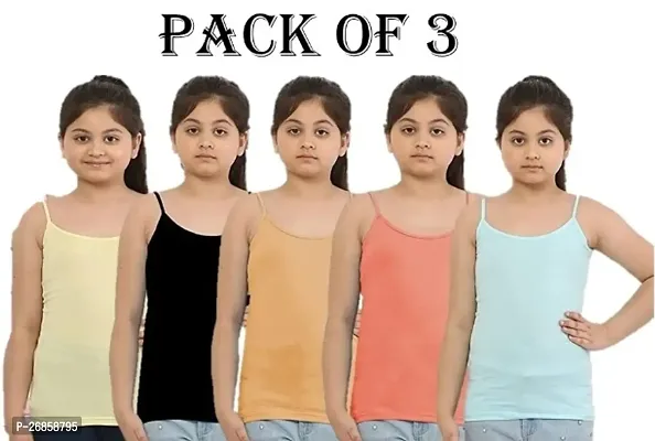 Multicolor Camisoles For Girls pack of 3-thumb0