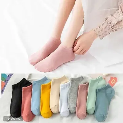 New Desigen Girls Womenrsquo;s Ankle Length Socks No Show Low Cut Socks Multicolor (Free Size 3 Pair Pack)-thumb0