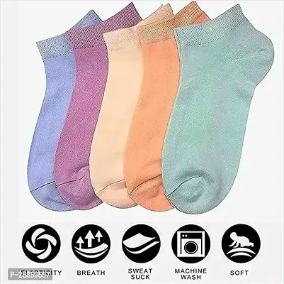 New Desigen Girls Womenrsquo;s Ankle Length Socks No Show Low Cut Socks Multicolor (Free Size 3 Pair Pack)-thumb2