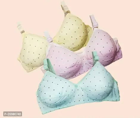 Women girls ladies Padded bra combo bra seamed Printed wired bra in 3 unique colors Pack of 3.