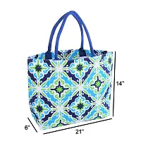 Stylish Multicoloured Printed Jute Tote Bag-thumb3