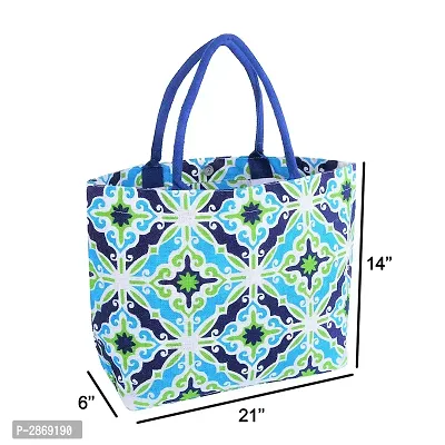 Stylish Multicoloured Printed Jute Tote Bag-thumb4