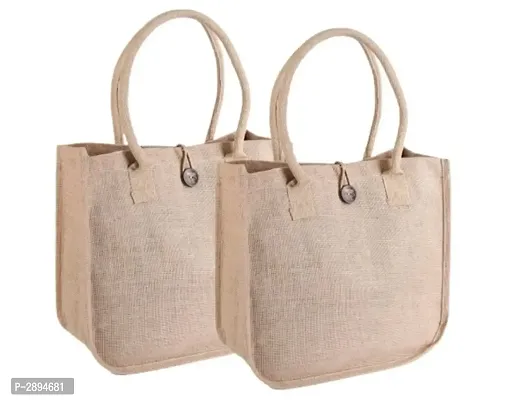 Canvas Jute Tote Bags with cotton padded handles (pack of 2)-thumb0