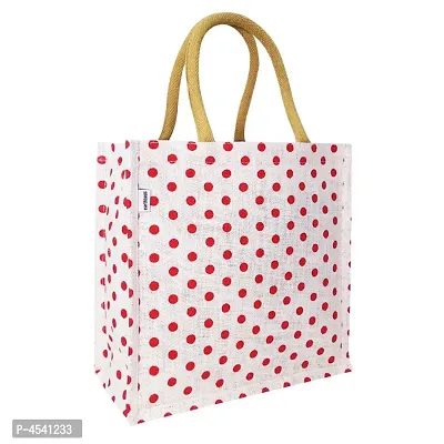 Trendy Jute Polka Dot Lunch Bag