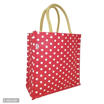 Trendy Jute Polka Dot Lunch Bag-thumb2