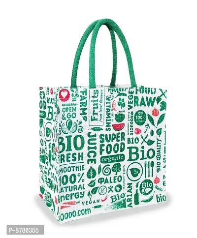 Classic Jute Printed Lunch Tote Bags