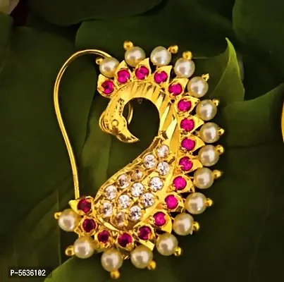 Gold Polish Bollywood Style Nath Nose Ring