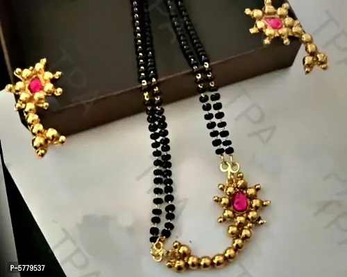 Nath Style Mangalsutra and Earrings Set-thumb0