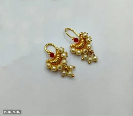 Gold Plated Maharashtrian Puneri Pearl Bugdi Earrings