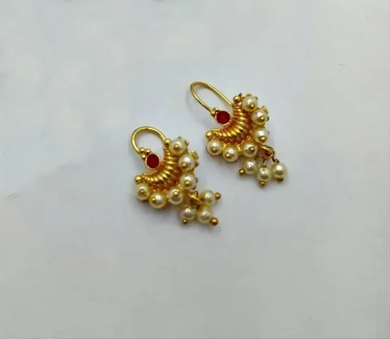 Plated Maharashtrian Puneri Pearl Bugdi Earrings