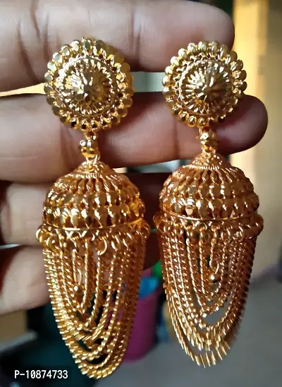 Gold Plated Long Jhumka Earrings
