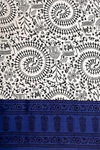 Ashnit 199 TC Cotton Double Jaipuri Printed Flat Bedsheetnbsp;nbsp;Pack of 1 Blue-thumb1