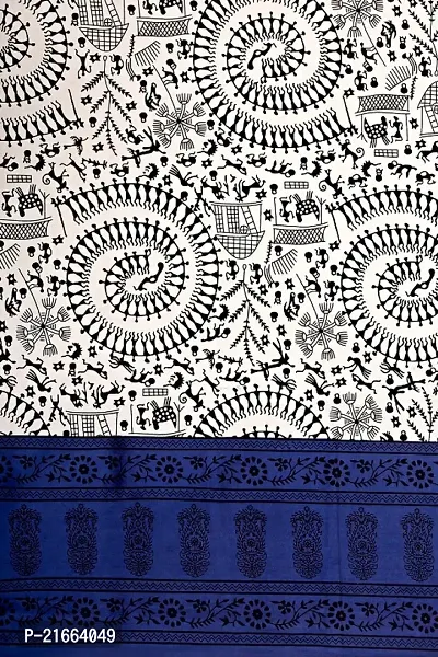 Ashnit 199 TC Cotton Double Jaipuri Printed Flat Bedsheetnbsp;nbsp;Pack of 1 Blue-thumb2