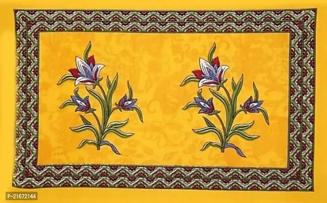 Ashnit 199 TC Cotton Double Jaipuri Printed Flat Bedsheetnbsp;nbsp;Pack of 1 Yellow-thumb2