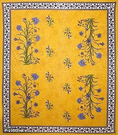 Ashnit 199 TC Cotton Double Jaipuri Printed Flat Bedsheetnbsp;nbsp;Pack of 1 Yellow-thumb3