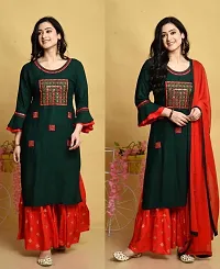 Stylish Anarkali Rayon Kurta, Bottom And Dupatta Set For Women-thumb1