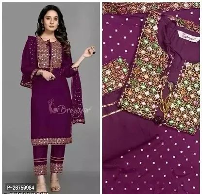 Embroidery Work Kurti Pant With Dupatta