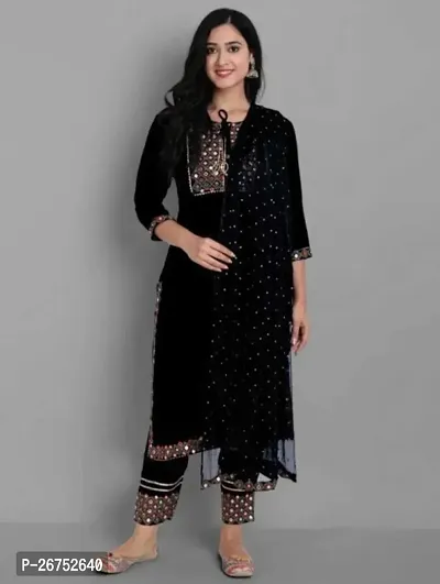 Classic Rayon Kurta, Bottom and Dupatta Set for Women-thumb0