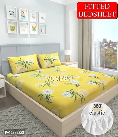 New Elastic Fitted Double Bed Bedsheets with 2 Pillow Cover - Size 78 x 72in-thumb0