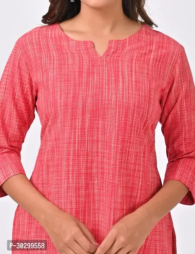 Beautiful Cotton Red Woven Design Kurta For Women-thumb5